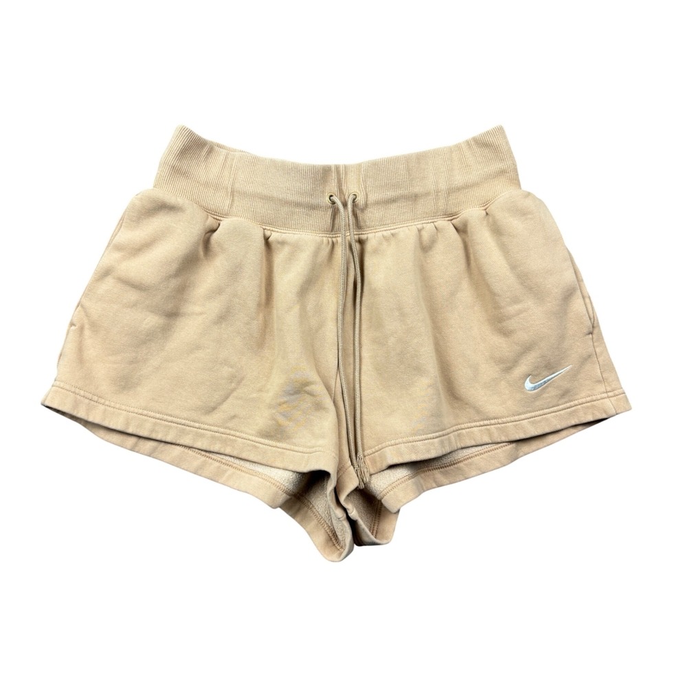 Nike Womens Large Phoenix Fleece Sweat Shorts Tan Beige Casual Active Lounge